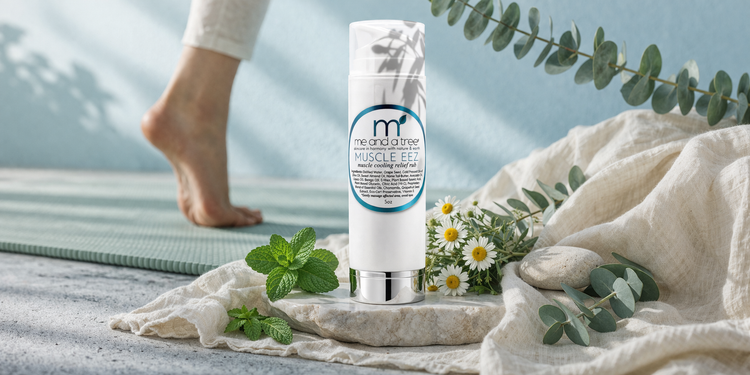 Yoga studio with Muscle Eez Pain Relief Cream with Chamomile Flowers & Eucalyptus