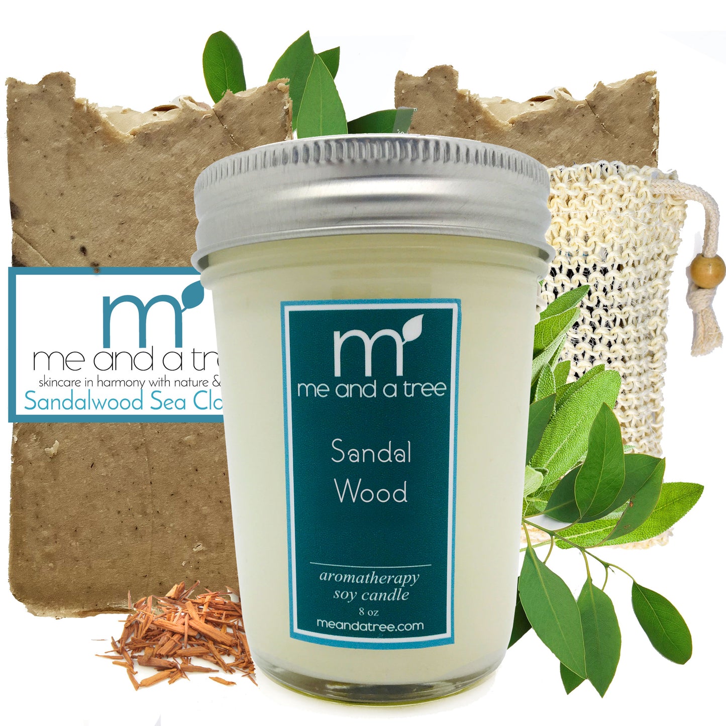 Best Natural Sandalwood Soap Candle Skin Care Gift Set For Women & Men