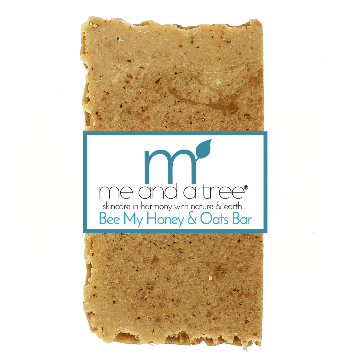 Bar of soap with 'me and a tree' label on a white background