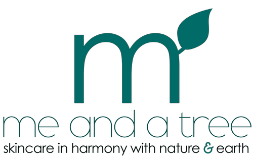 Natural, Vegan, Organic, and Eco-Friendly Skincare Logo featuring a Me and a Tree
