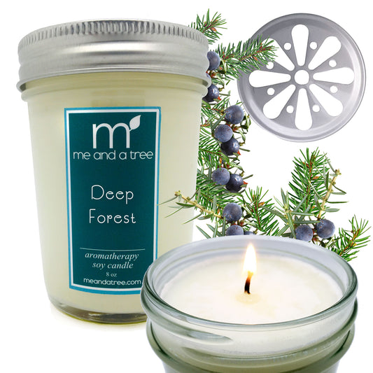 Best Deep Forest Soy Candle 8oz - Handcrafted Aromatherapy Essential Oils with Evergreen Scent - Holiday & Christmas - Calming Ambiance, Massage & Perfume - Fir Needle