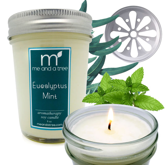 Best Eucalyptus Mint Aromatherapy Massage Candle - 100% Soy & Pure Oils - Non-GMO - Use for Cuticles, Hair & Massage - Relaxation, Balance, Destressing, Breathing - Perfect Gif