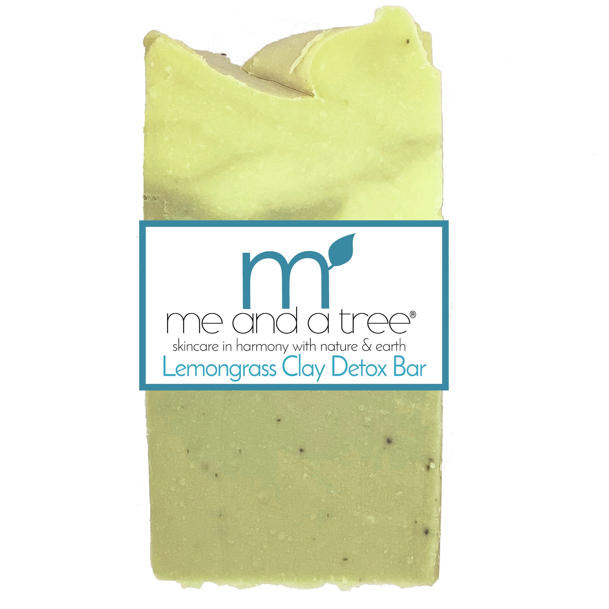 Image of Lemongrass French Clay Bar Soap with natural vegan ingredients, including lemongrass extract, French green clay, cold-pressed olive oil, and unrefined Grade-A Shea