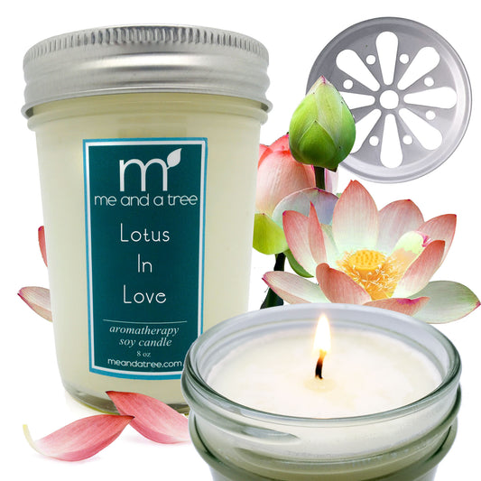 Best Lotus in Love Soy Aromatherapy Candle - Daisy Night Time Glow Lid - Tranquil Ambiance - Perfect for Relaxing Evenings - Sweet & Sensual - Memorable & Romantic - Unforgettable Sensory Experience