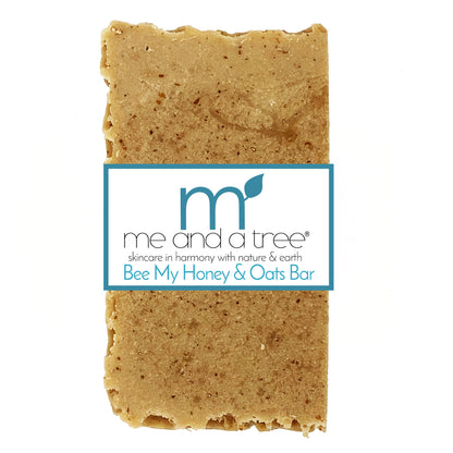 Bee My Honey & Oats Soap artisan handcrafted soap made with honey, oats, shea butter, and olive oil that offers a gentle, moisturizing, and exfoliating cleanse for all ages and skin types.